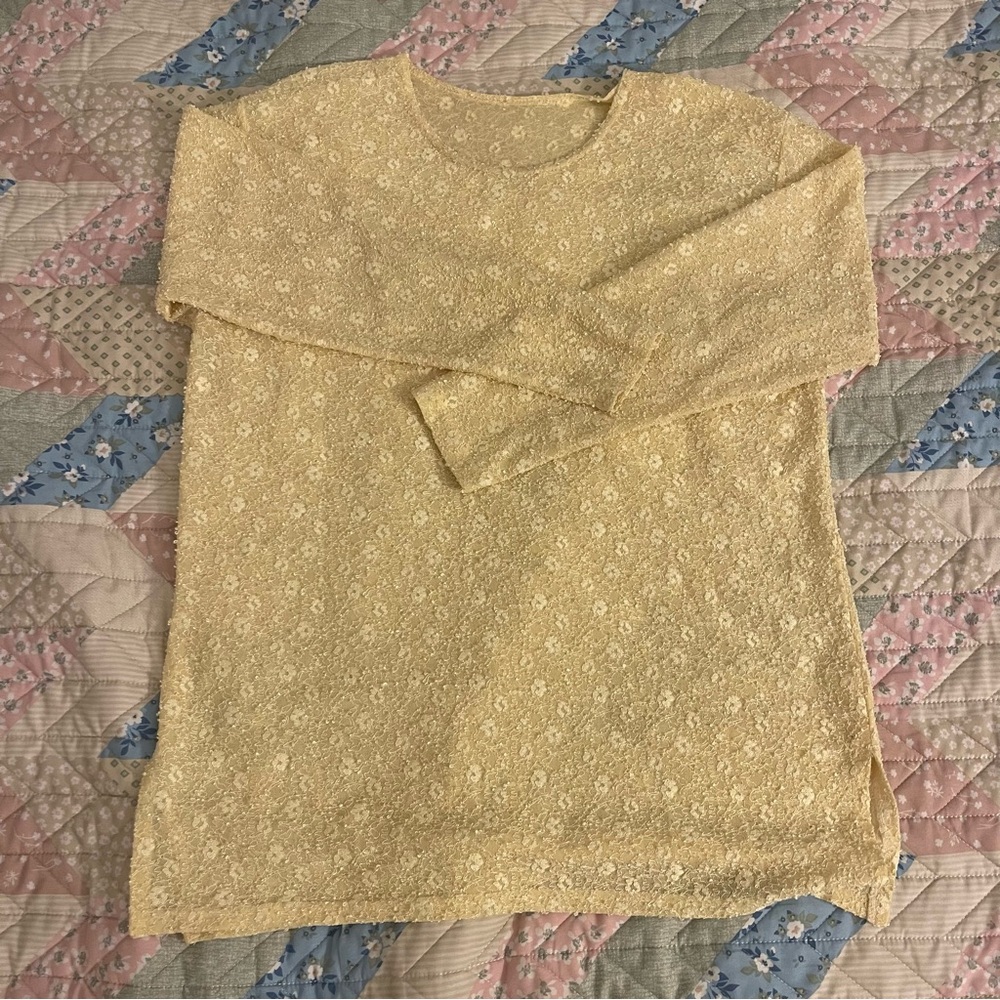 Yellow Lace Long Sleeve Top